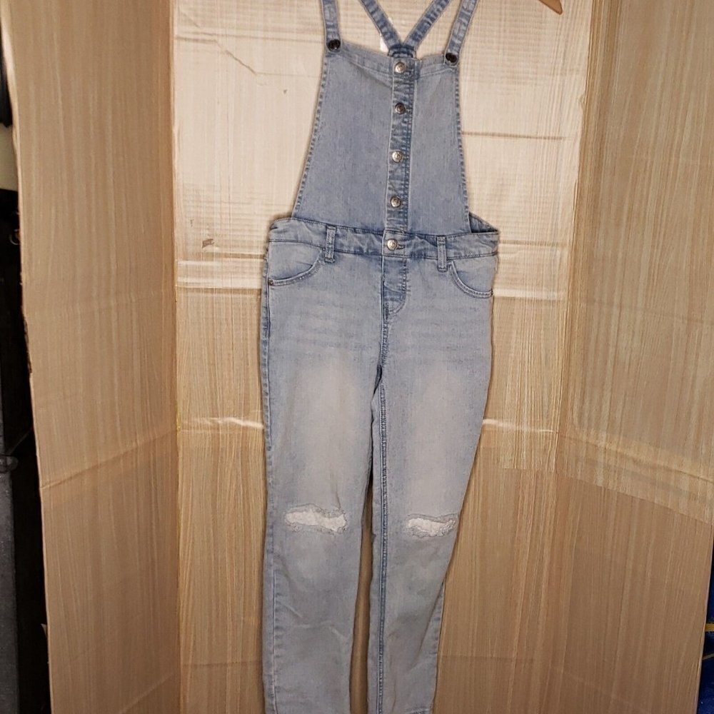 Cat & Jack Girls Light Wash Denim Overalls 10-12